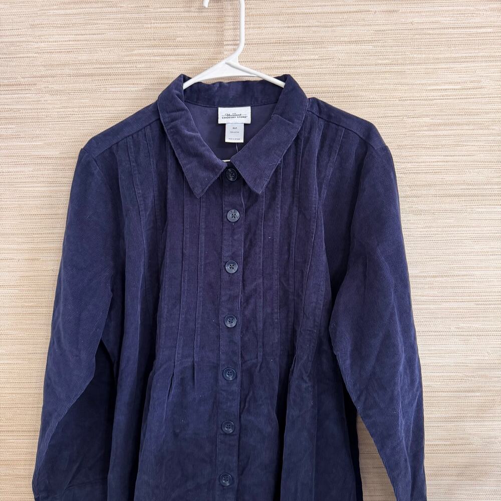 The Vermont Country Store Pintuck Cotton Corduroy Dress Navy XLP NWT - Picture 2 of 7